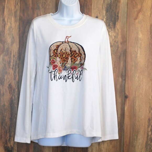 modern canvas Sweaters - Modern Canvas Women's White Thankful Sweater M